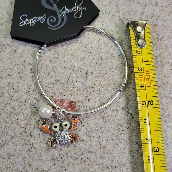 🦀 Crab Bracelet silver tone/Coral &pearl - Picture 4 of 8